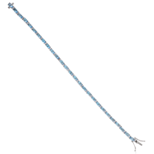 Clásico azul Topacio corte diamante americano rodio punta ajuste plata fina tenis pulsera forma ovalada para regalos fiestas al por mayor - Product Image 3