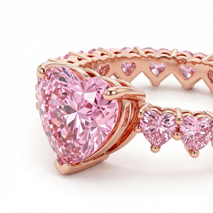 Anillo de corazón de oro rosa, anillo con piedras preciosas rosas, anillo en forma de corazón, anillo de moda para mujer, anillo de cristal rosa, anillo de joyería romántica, anillo de amor - Product Image 4