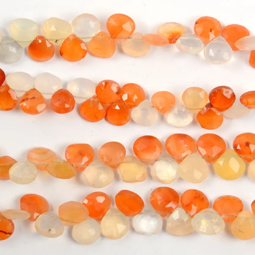 Natural Fire Opal Gemstone Faceted Beads Heart Shape Opal Beads Necklace Bracelet Beads For Jewelry Making