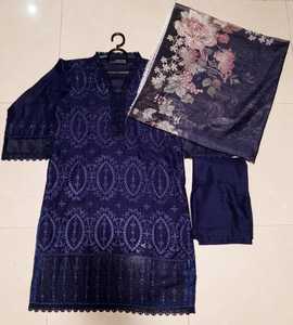 Señoras de alta calidad Chickenkari bordado algodón césped trajes 3 piezas confeccionado Faisalabad Shalwar Kameez estampado de talla grande ODM - Product Image 6