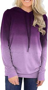 Sudadera con cordón de manga larga para mujer con capucha Diseño degradado Sudadera con capucha sublimada para invierno Técnica impresa en 3D - Product Image 3