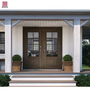 Latest Design Original Factory Main Entrance Exterior Double Wooden Door Front Doors Entry Wood Doors