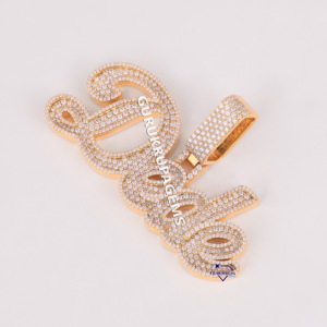 Pass Diamond Tester Lab Grown Lettre Pendentif Ice Out 14KT Or Massif VVS Clarté Glacé Hip Hop Fine Bijoux Certifiés IGI - Product Image 5