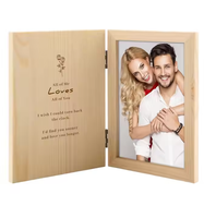 Cadre de boîte d'ombre en bois 4x6-Présentoir à double verre à charnière pour photos, billets, souvenirs-mur ou table