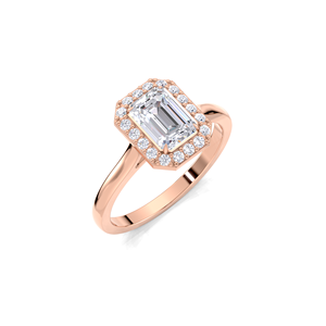 IGI Certified 1.18CT Emerald Cut Halo Lab Grown Diamond Engagement <b>Ring</b> 9K Yellow/White/Rose Gold Geometric Frame Bridal <b>Ring</b> - Product Image 2