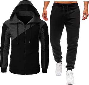 Chándales con capucha de retazos transpirables con logotipo personalizado para hombre, conjunto de dos piezas de invierno, chándales de otoño - Product Image 5