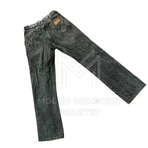 Pantalones casuales de algodón lavado ácido de talla grande para hombre de nueva moda patrón recto ligero cintura media con cierre de mosca de botón en oferta - Product Image 2