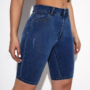 Short en jean skinny solide de haute qualité pour femmes coupe ajustée cinq poches mode Jean Shorts personnalisé Denim été Shorts décontractés - Product Image 1