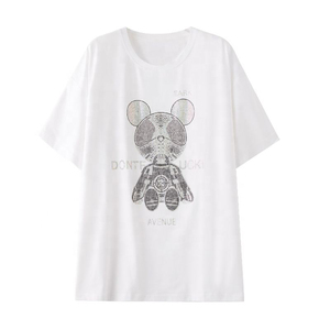 เสื้อยืดแขนสั้นผู้หญิงที่กําหนดเองราคาต่ําเสื้อยืดผ้าไหมพิมพ์ลายผ้าฝ้ายสีทึบธรรมดา - Product Image 1