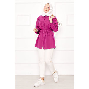 Túnica Hijab Fucsia con Cintura Fruncida y Cordón Ajustable, Diseño Único - Product Image 3