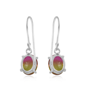 Pendientes de piedras preciosas de cuarzo doblete de sandía Bio, venta al por mayor, ropa de fiesta, pendientes de aro de plata chapados en oro 925, joyería - Product Image 2