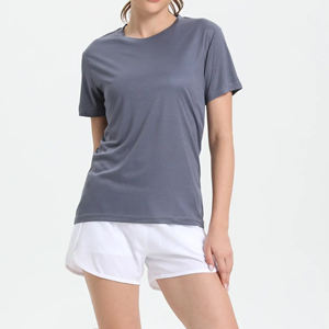 Venta caliente 100% poliéster personalizado mujer gimnasio camiseta alta calidad verano Color sólido venta al por mayor diseño de impresión - Product Image 3