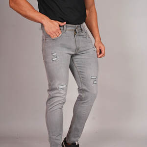 High Quality Loose Fitted Faded Color Men's Baggy Pants Button Fly Closure Mid Waisted Distressed Straight <b>Jeans</b> Hip Hop Wear - Product Image 4