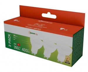 Confezione da 3 lampade LED GU10 6W 3000K 350Lm 120 (Spectrum WOJ+13265_3PACK) - Product Image 1