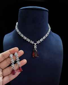 Top fabricant indien AD CZ classique collier à la mode ensemble pendentif perle multicolore pour les bijoux ethniques des femmes - Product Image 6