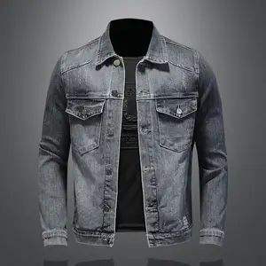 Veste en jean décontractée pour hommes de haute qualité couleur unie coton à la mode conception ample grande taille quatre saisons vêtements à la mode - Product Image 3