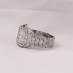 Montre de luxe entièrement sertie de diamants en moissanite, cadran blanc personnalisé en chiffres arabes, montre automatique HipHop, cadeau d'anniversaire pour homme - Product Image 2