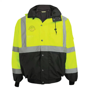 Nueva llegada HV alta visibilidad negro Interior invierno bombardero chaqueta reflectante seguridad poliéster OEM servicio uniformes secado rápido - Product Image 1