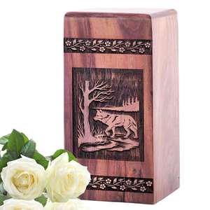 Urnas de cremación de madera personalizadas para cenizas humanas Urna de madera de ataúd funerario Masculino Femenino Adulto de exportador indio - Product Image 2