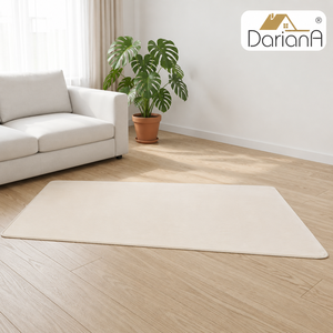 Tapis de salon rectangulaire DarianA en velours polyester, couleur unie, moderne, antidérapant, à poils ras, tufté, avec envers en caoutchouc, moyen - Product Image 1