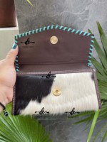 Dompet Wanita Desainer Gaya Barat Baru dengan Ukiran Tangan Warna Turquoise, Dompet Ponsel Multifungsi, Laris Manis