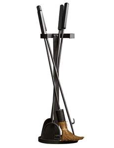 Ensemble d'outils de feu en fer de style cottage avec texture faite à la main et charme campagnard adapté aux intérieurs de maison confortables - Product Image 6