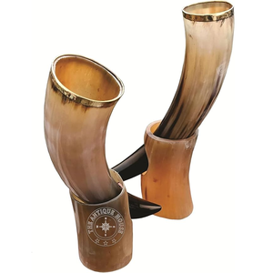 Corne à boire en agate naturelle sculptée à la main, personnalisée, sculpture viking, corne à boire en buffle, gobelet à bière en corne - Product Image 2