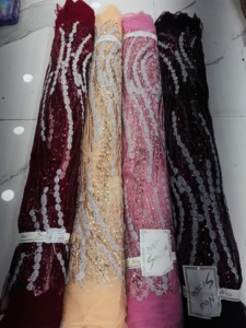 Fashionable 3D French Mesh Voile Tulle Lace <b>Fabric</b> with <b>Beads</b> Sequins Embroidery Wedding Clothes Accessories Sustainable Feature - Product Image 2