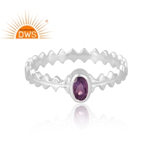 Tendance Design Sterling Silver Natural Amethyst Gemstone Ring Bijoux personnalisés pour les femmes Cadeau pour elle - Product Image 3