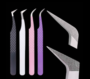 Juego de aplicadores de pestañas de acero inoxidable ANAAIF, pinzas para extensión de pestañas para depilación de cejas, punta de fibra, pestañas de cejas - Product Image 1