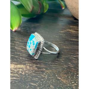 Bague en argent sterling turquoise South Hill taille 9.25 - Bijou élégant avec incrustation sertie - Product Image 4