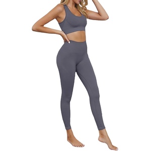 Nuevo conjunto de Yoga para mujer, dos piezas, ropa de Yoga de gimnasio de alta elasticidad, ropa deportiva de colores personalizable y conjunto de traje de Yoga alto - Product Image 2