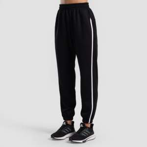 Pantalones Deportivos Negros Transpirables Swayline, Pantalones Casuales de Cintura Alta para Mujer, Cintura Elástica, Técnicos Arrugados, Tallas XS-XL para Verano - Product Image 1