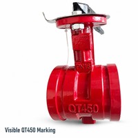 Vanne papillon rainurée rouge en fonte QT450 pour système d'incendie