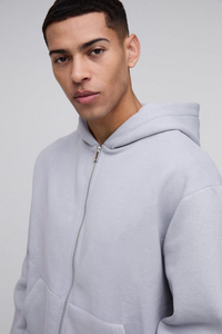 Vente en gros OEM sweat à capuche zippé personnalisé 100% coton éponge lavé à l'acide pull boxy pour la saison d'hiver - Product Image 2