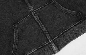 Factory Price Wholesale Hot Selling Comfortable Winter Acid Wash <b>Black</b> Men's Zip-Up Heavy GSM High Quality Breathable <b>Hoodie</b> - Product Image 4