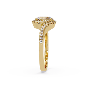 Anillo de Compromiso de Lujo para Novia, Oro Amarillo de 14K, Corte Ovalado, Diamante Cultivado en Laboratorio, Halo de Diamantes, Anillo de Compromiso para Mujer, Joyería Fina - Product Image 4