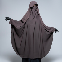 Hiyab Khimar Marrón de Poliéster de Primera Calidad, de Una Sola Capa, Transpirable, Hecho a Mano, para Mujeres Adultas, MOQ Bajo, Venta al Por Mayor en Todo el Mundo