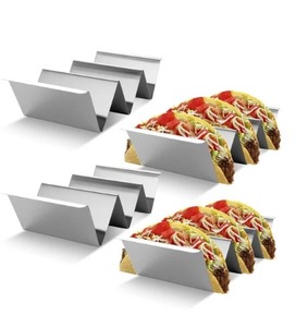 Support à tacos en acier inoxydable écologique, plateau à tacos en métal avec fonctions de positionnement pour servir les coquilles de tacos, vente chaude - Product Image 1