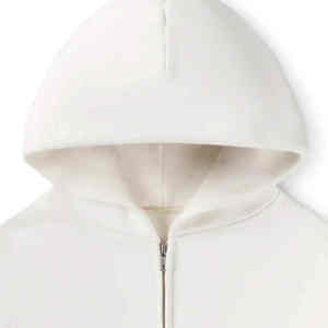 Sweat à capuche zippé pour hommes Sweat à capuche zippé vierge en coton court surdimensionné en polaire Sweat à capuche zippé lourd - Product Image 5