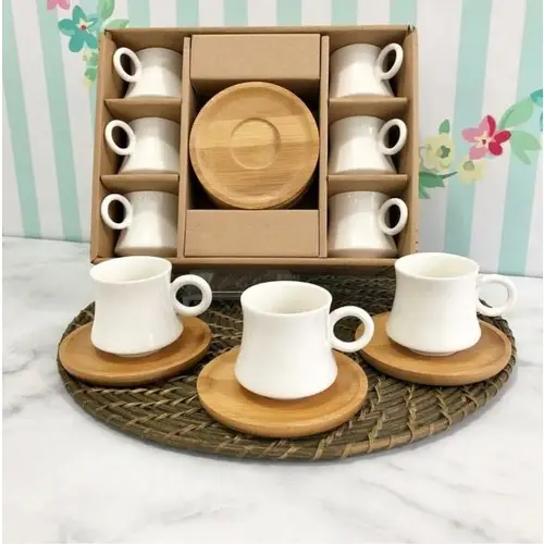 Türk 6 Set kahve fincanları toptan en iyi fiyat kahve kap seti bambu seti türk üreticisi