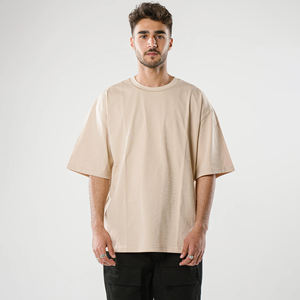 เสื้อยืดโอเวอร์ไซส์สำหรับผู้ชายเสื้อยืดโอเวอร์ไซส์ผ้าคอตตอนดีไซน์เรียบง่ายยาวออกแบบได้ตามต้องการ - Product Image 4