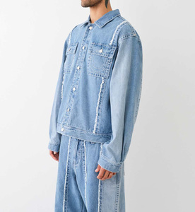 Venta al por mayor de peso pesado desgastado Stonewashed 100% algodón Unisex Denim chaqueta de invierno para los hombres - Product Image 5