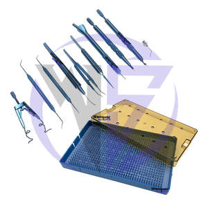 Ensemble d'instruments ophtalmiques micro-coaxiaux avec pinces de capsulorhexis et couteau diamanté, couteau à port latéral, double tranchant - Product Image 5