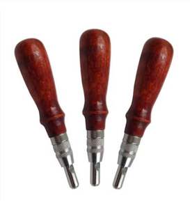 มีดตัดขอบหนังคมแบบ DIY ด้ามไม้เครื่องมือทำมือสำหรับตัดเซาะร่องงานฝีมือทำจากหนัง - Product Image 1