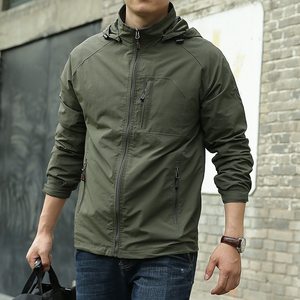 Veste coupe-vent à capuche pour homme, vêtement en coton personnalisé avec étiquette imprimée - Product Image 2