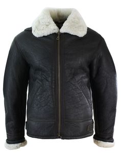 Chaqueta de aviador para hombre, estilo B3, de invierno, con forro de piel de oveja, cálida, con relleno de piel, estilo piloto R.A.F., chaqueta vintage de piel de oveja y cuero. - Product Image 5