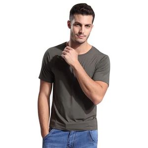 Venta al por mayor transpirable cómodo suave 95% algodón 5% Spandex camisetas hombres manga corta gimnasio equipado OEM personalizado camiseta para hombres - Product Image 2