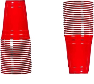 Red 16oz Disposable PP <b>Plastic</b> Party <b>Cups</b> for <b>Drinking</b> Custom Logo Beverage <b>Cup</b> Packaging Available - Product Image 3