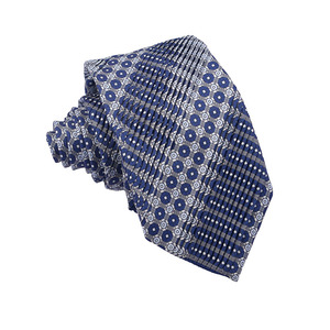 Corbata drapeada con patrón circular gris azul <span class=keywords><strong>Corbatas</strong></span> plisadas de poliéster impresas - Product Image 1